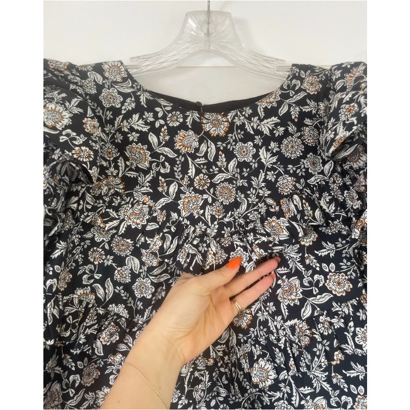 ZARA - FLORAL RUFFLE DETAIL MINI DRESS - Picture 5 of 7